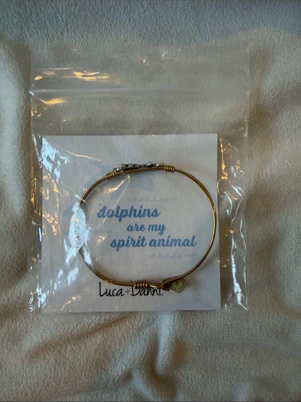 Luca + Danni Gold Bangle Bracelet - Dolphins Are My Spirit Animal